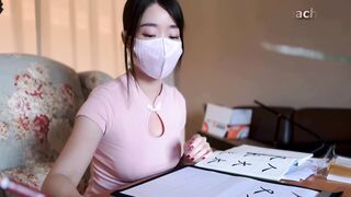 台灣艾莉 美臀瑜伽教練Ellie 極為嚴格的女書法老師，對她懶散的學生，採取另類的教育方式_4k